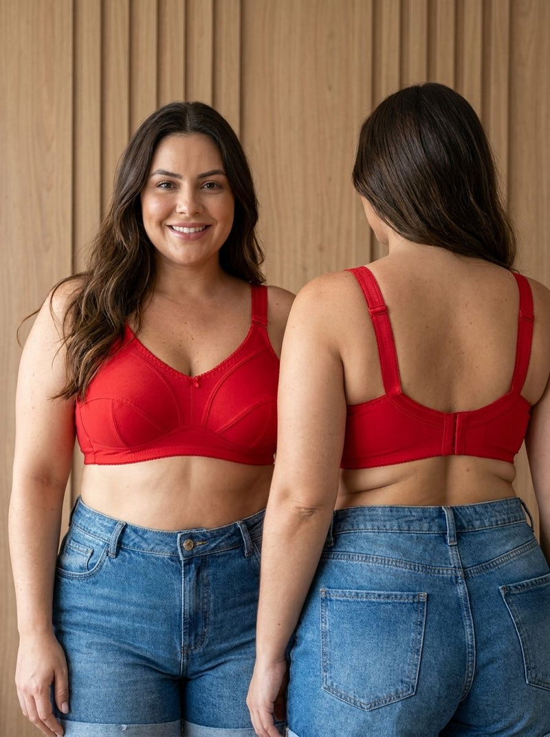 Sutiã Plus Size Algodão Reforçado Firme Liso Sem Bojo Sem Aro Lingerie Feminina