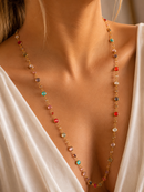 COLAR LONGO COLORIDO BANHADO EM OURO 18K