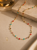COLAR LONGO COLORIDO BANHADO EM OURO 18K