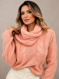 Blusa Orquídea Tricô Trançado com Gola Envelope