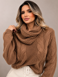 Blusa Orquídea Tricô Trançado com Gola Envelope