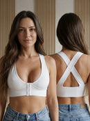 Sutiã Feminino Top Com Fecho Frontal Alças Cruzadas Nas Costas Soutien
