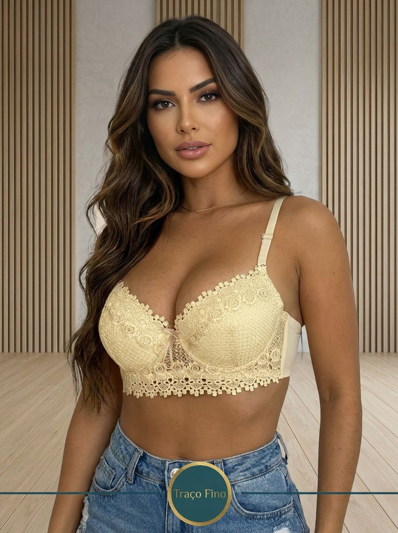 Sutiã com Bojo bolha em renda Guipir Sexy Moda Íntima Feminina Bojo Antiquebra